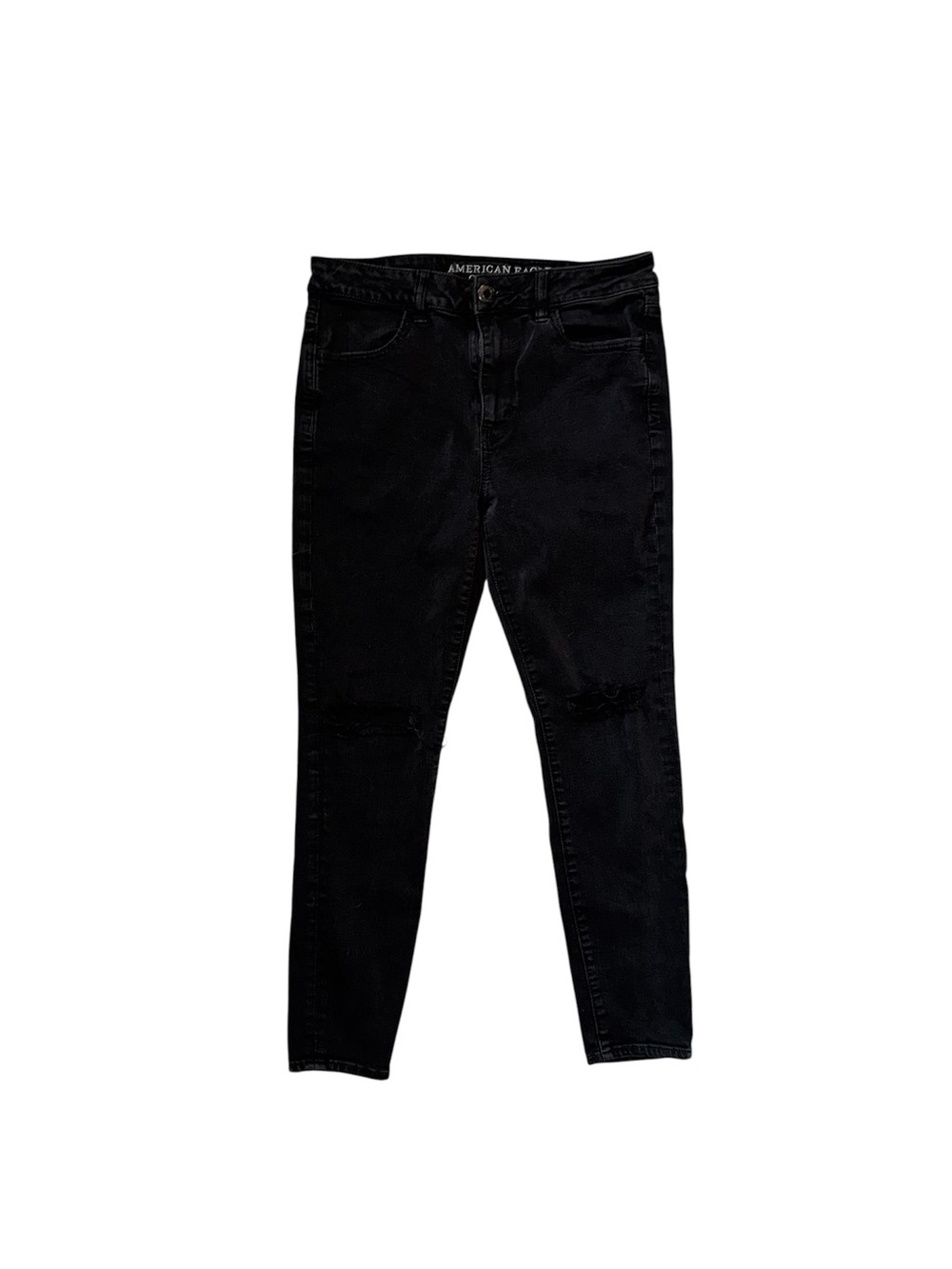 American Eagle black size 10S hi-rise Jegging distressed jeans